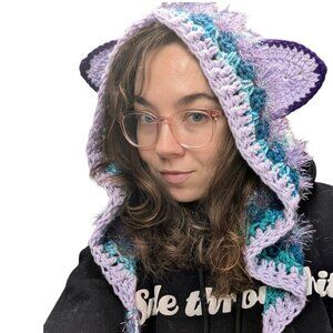 AstroKnotty handmade crochet "Fairy Beary" bear ear hood one size